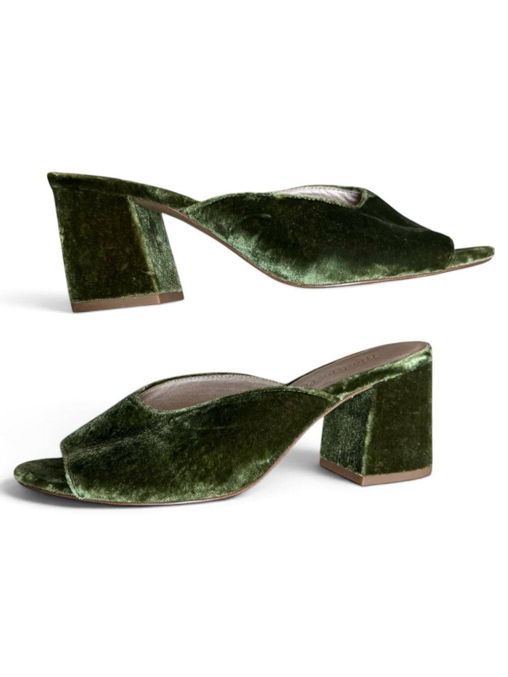 Madewell The Beatriz Mule in Green Velvet Size 6